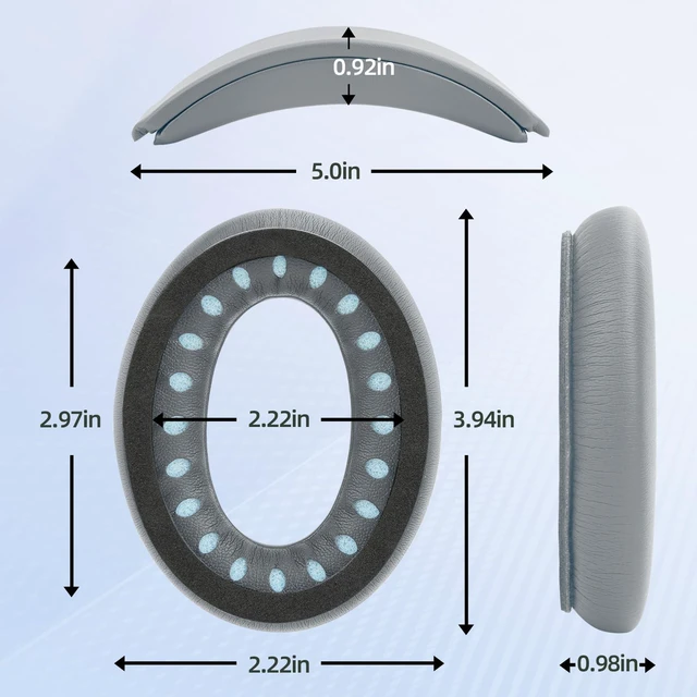 Alt view image 5 of 7 - Headband and Earpads Compatible with Bose QuietComfort QC35 QC45 Headphones Waterproof and Sweat-Resistant (Light Gray)