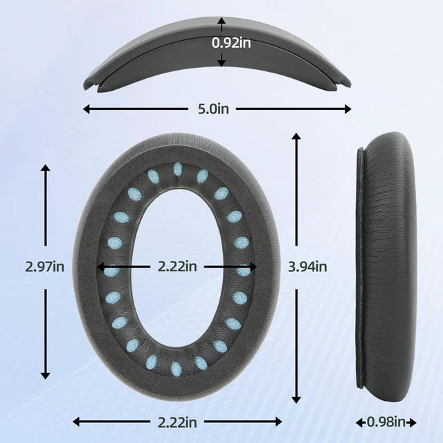 Alt view image 6 of 7 - Ear Cushion and Protein Leather Replacement Headband Pad Kit for Bose QuietComfort 35 45 QC35 QC45 with Noise Isolation Memory Foam (Dark Gray)