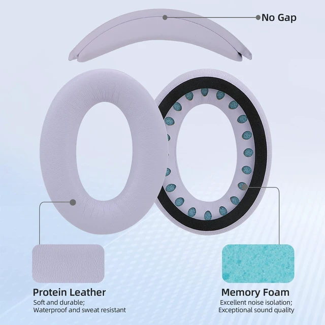 Alt view image 3 of 7 - Ear Cushions and Headband Cushion Foam for Bose QuietComfort 35 45 (QC35 QC45) Headphones Accessories Easy to Install (Purple)