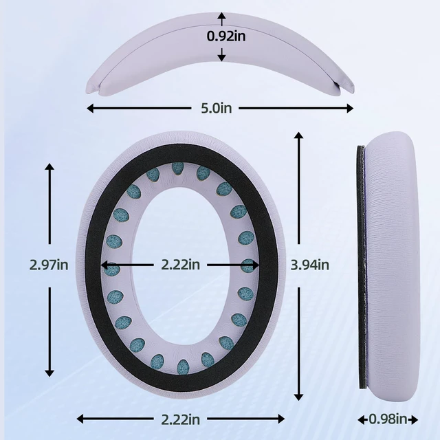 Alt view image 6 of 7 - Ear Cushions and Headband Cushion Foam for Bose QuietComfort 35 45 (QC35 QC45) Headphones Accessories Easy to Install (Purple)