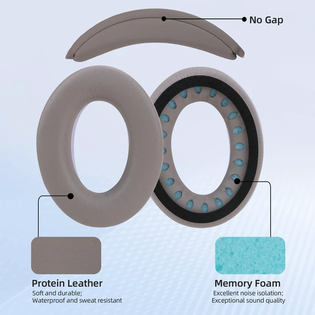 Alt view image 3 of 7 - Earpads and Headband Pad Compatible with Bose QC45 QC35 Waterproof and Sweat-Resistant (Sandstone)