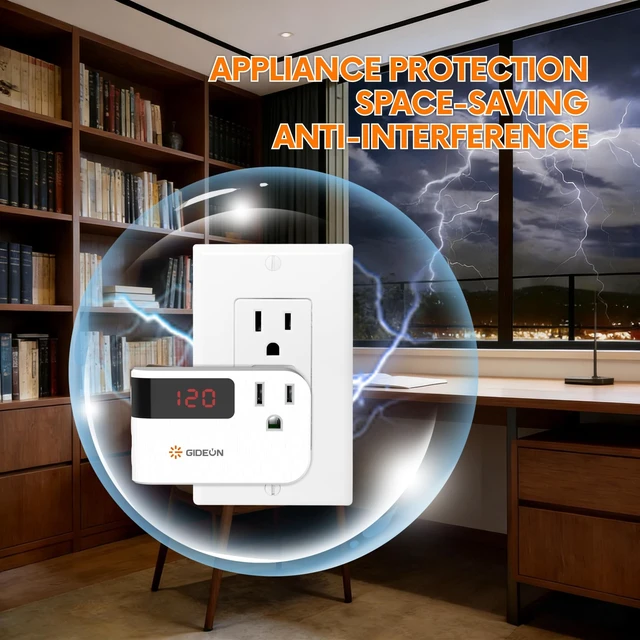 Alt view image 2 of 7 - Refrigerator Surge Protector, Single Outlet Voltage Protector with Real-Time Voltage Display, 900J Over & Under Voltage Protection, 120V 15A 1800W for Refrigerator, AC, TV & Home Appliances