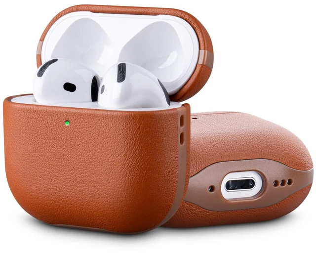 Main image of Edge Series - Leather Case for AirPods 5 / AirPods 4 - Brown Artisan Hand-Wrapped Case - Top Grain Leather - Microfiber-Lined Scratch Protection - Compatible with Wireless Charging