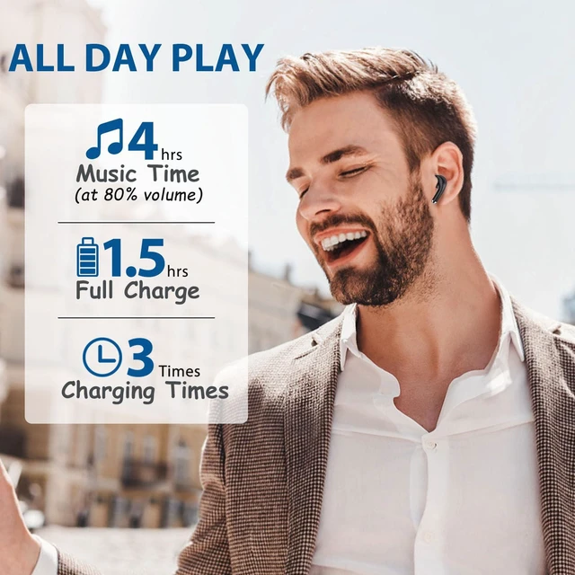 Alt view image 4 of 7 - Wireless Earbuds for Samsung S25 S24 S26 Ultra S23 Fe S22 A37, Black 5.3 Bluetooth Earphone Ear Bud with Mic Stereo Wireless Headphone for iPhone 17 Air 16 15 18 Pro Max Duo/Galaxy A36/Pixel 10