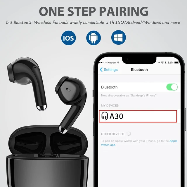 Alt view image 6 of 7 - Wireless Earbuds for Samsung S25 S24 S26 Ultra S23 Fe S22 A37, Black 5.3 Bluetooth Earphone Ear Bud with Mic Stereo Wireless Headphone for iPhone 17 Air 16 15 18 Pro Max Duo/Galaxy A36/Pixel 10