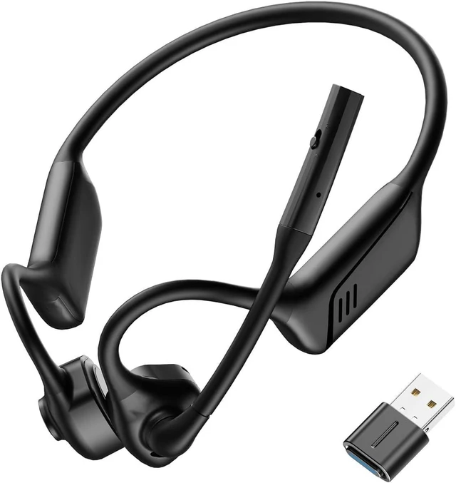 Main image of Open Ear Headphones with Mic, Bluetooth 5.1, Air Conduction Headset Bluetooth Headphones with Mute Button, USB A&C Dongle, Lightweight, Wireless Headset for Online Meeting/Call Center
