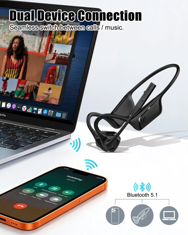 Alt view image 7 of 7 - Open-Ear Bluetooth Wireless Trucker Headset with Microphone (Dark) Bluetooth Headphones with Noise Cancelling Mic, Wireless Headset with Mic for Work, Workout, Driving, Call