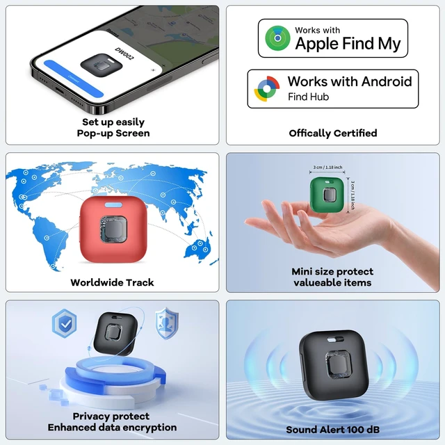 Alt view image 4 of 7 - Air Tracker Tags-3 Pack for iOS & Android, Smart Tag for Key, Bag, Pet Dual System Luggage Tracker Compatible with Apple Find My & Google Find Hub App, Bluetooth Key Finder Replaceable Battery