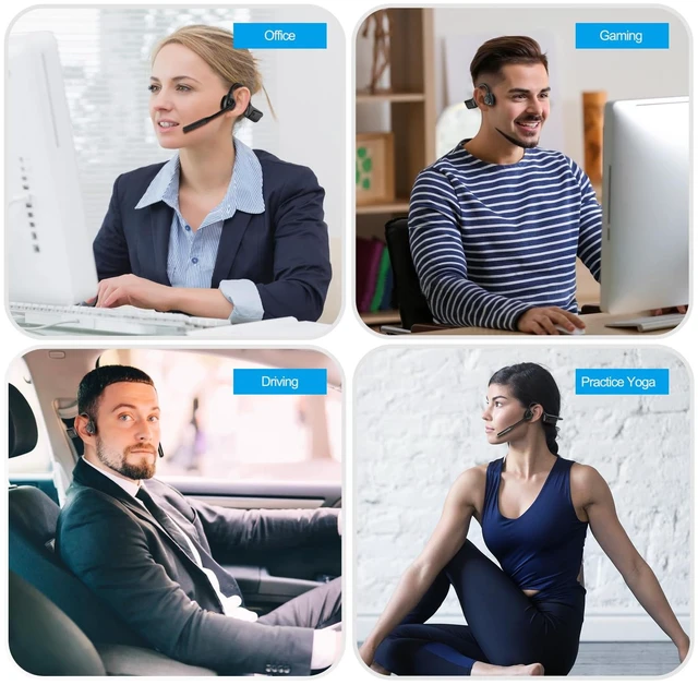 Alt view image 6 of 7 - Open Ear Headphones with Mic, Bluetooth 5.1, Air Conduction Headset Bluetooth Headphones with Mute Button, USB A&C Dongle, Lightweight, Wireless Headset for Online Meeting/Call Center