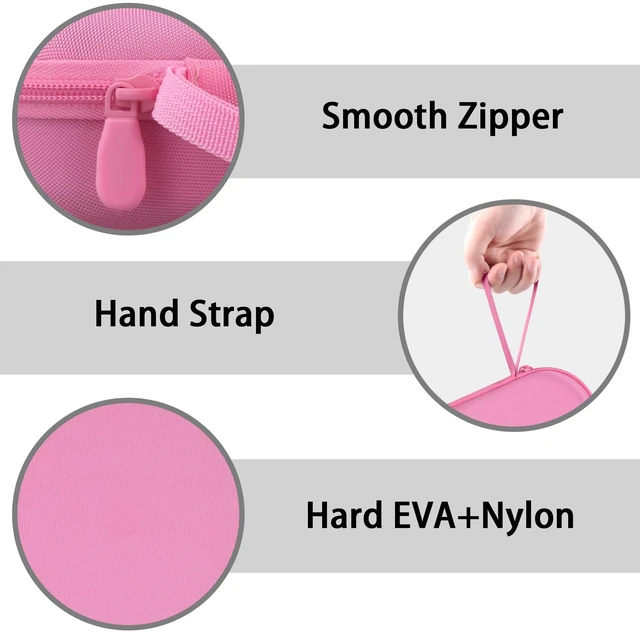 Alt view image 5 of 7 - Hard Case for Sony WH-CH730N/CH720N/CH520/1000XM6/1000XM5,Pink Features a Mesh Pocket for Accessories. Hand Strap for Easy Carrying. Hard EVA Shell with Soft Velvet Lining. Case Only