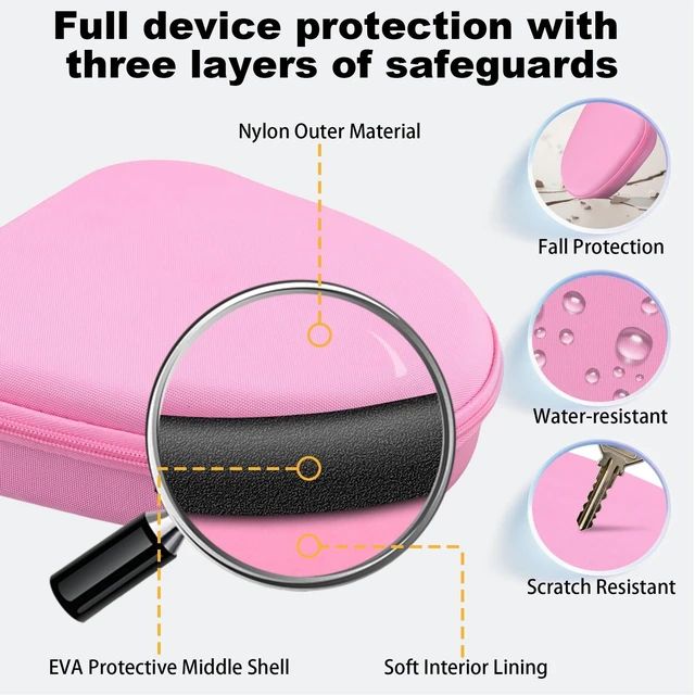 Alt view image 7 of 7 - Hard Case for Sony WH-CH730N/CH720N/CH520/1000XM6/1000XM5,Pink Features a Mesh Pocket for Accessories. Hand Strap for Easy Carrying. Hard EVA Shell with Soft Velvet Lining. Case Only