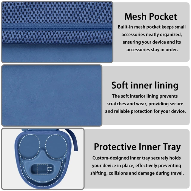 Alt view image 4 of 7 - Hard Case for Sony WH-CH730N/CH720N/1000XM6/1000XM5, Dark Blue Travel Case Compatible with Sony WH-CH520, Features a Mesh Pocket for Accessories. Hand Strap for Easy Carrying. Case Only