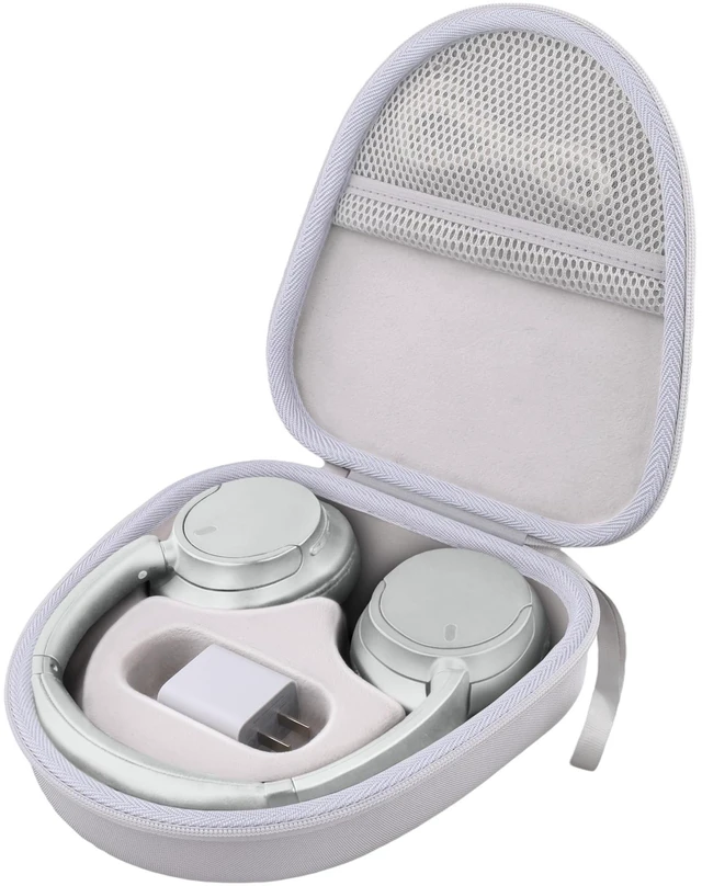 Main image of Hard Case for Sony WH-CH730N/CH720N/CH520/1000XM6/1000XM5, White Features a Mesh Pocket for Accessories. Hand Strap for Easy Carrying. Hard EVA Shell with Soft Velvet Lining. Case Only