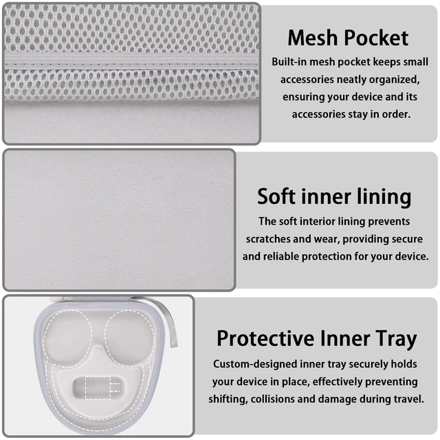 Alt view image 4 of 7 - Hard Case for Sony WH-CH730N/CH720N/CH520/1000XM6/1000XM5, White Features a Mesh Pocket for Accessories. Hand Strap for Easy Carrying. Hard EVA Shell with Soft Velvet Lining. Case Only
