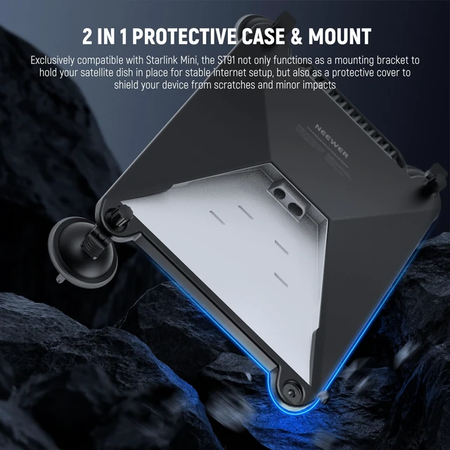 Alt view image 6 of 7 - Suction Cup Mount for Car Compatible with Starlink Mini, ST91 2 in 1 Satellite Mounting Kit, Protective Silicone Case, Strong Suction Cups for Car Window, Sunroof, RV, Boat, Road Trip