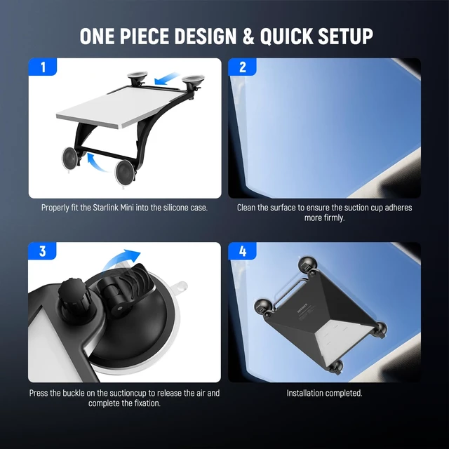 Alt view image 7 of 7 - Suction Cup Mount for Car Compatible with Starlink Mini, ST91 2 in 1 Satellite Mounting Kit, Protective Silicone Case, Strong Suction Cups for Car Window, Sunroof, RV, Boat, Road Trip