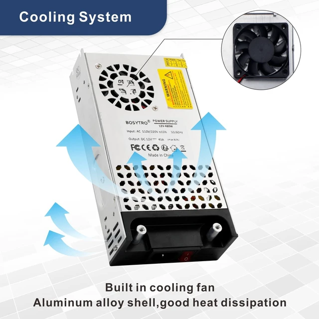Alt view image 3 of 7 - 12V DC Power Supply 600W AC to DC Converter SMPS 50A 12V Switching Power Supply Transformer for 3D Printer, RV, Led Strip, Motor Pump, CCTV, Electronic Instruments, Lab Computer