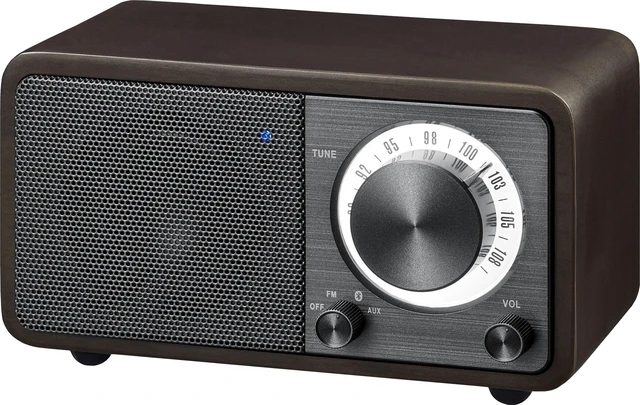 Alt view image 2 of 6 - WR-7DK Wood Cabinet Mini Bluetooth Speaker with FM Radio Tuner and Aux-in Dark Cherry