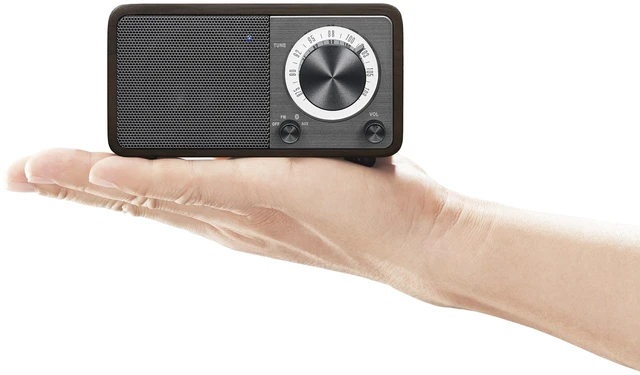 Alt view image 4 of 6 - WR-7DK Wood Cabinet Mini Bluetooth Speaker with FM Radio Tuner and Aux-in Dark Cherry