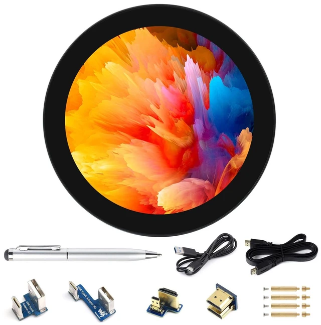 Main image of 4inch HDMI Round Touch Display, 720 × 720 Resolution, IPS, 10-Point Touch, Compatible with Raspberry Pi 5/4B/3B+/3A+/2B/B+/A+/Zero/Zero W/WH/Zero 2W, Compatible with Jetson Nano and Mini PC
