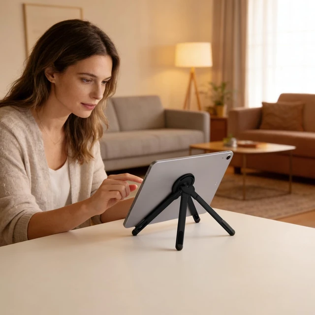 Alt view image 7 of 7 - 3-in-1 Portable Laptop Stand with Magnetic Phone Holder, Black Foldable Stand fit 10-16" Tablet, Phone & Laptop, 8-Level Ergonomic Riser for Home Office Travel, Stable Lightweight Aluminum