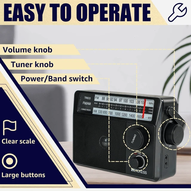 Alt view image 5 of 7 - TR633 AM FM Radios with Best Reception, Portable Radio Plug in Wall