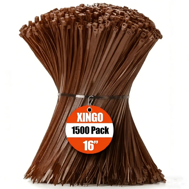 Main image of 16 Inch Brown Zip Ties 1500 PCS, 85 LBS Tensile Strength, UV Resistant Cable Ties, Premium Self-locking Plastic Ties for Indoor and Outdoor Use