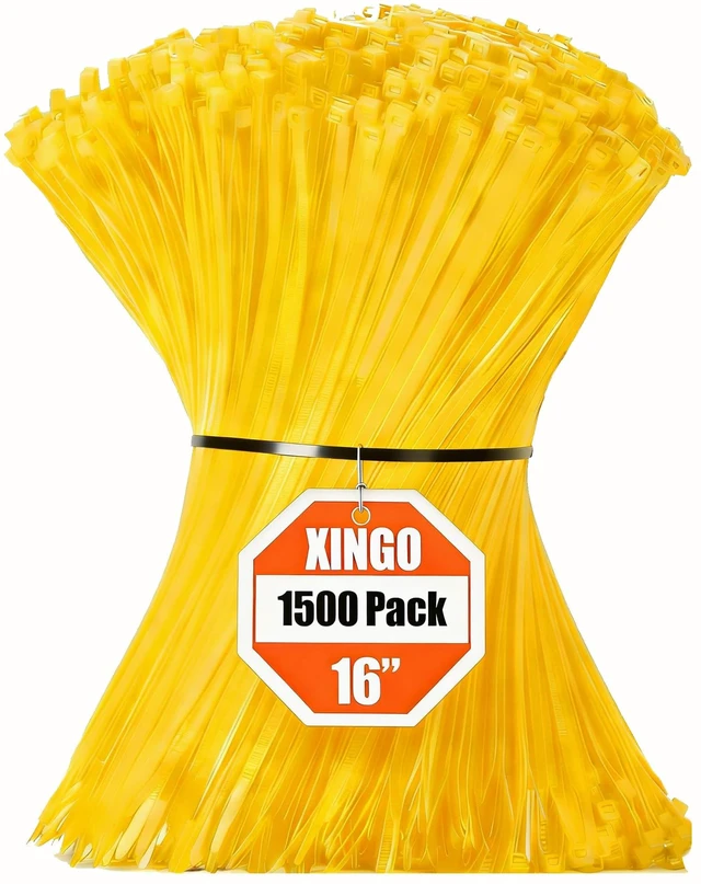 Main image of 16 Inch Yellow Zip Ties 1500 PCS, 85 LBS Tensile Strength, UV Resistant Cable Ties, Premium Self-locking Plastic Ties for Indoor and Outdoor Use