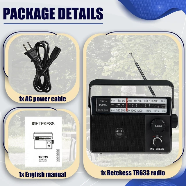 Alt view image 7 of 7 - TR633 AM FM Radios with Best Reception, Portable Radio Plug in Wall