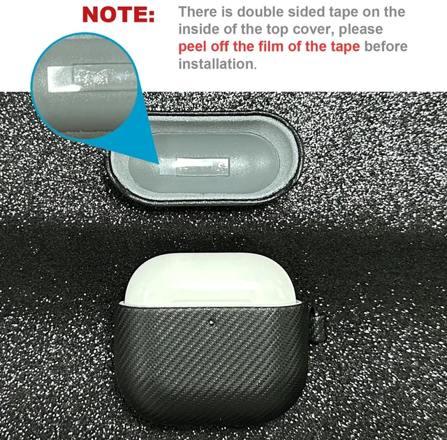 Alt view image 3 of 7 - Case for AirPods 5 / AirPods 4 Carbon Fiber Style Vegan Leather Case PU Leather & PC Dual Layer Protection - Handmade Protective Hard Shell Cover - Air Pods 5 Case Cover with Carabiner - Black