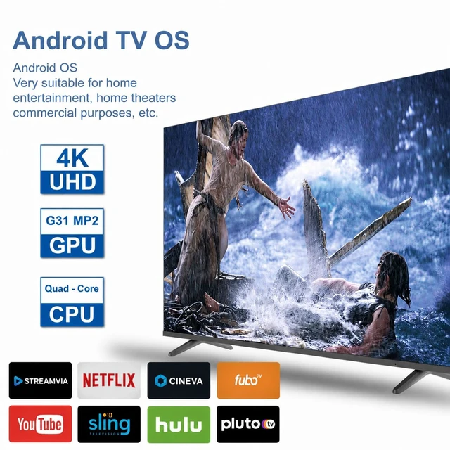 Alt view image 3 of 7 - Android TV Box 4GB RAM 32GB ROM, 4K Ultra HD HDR Quad Core Set Top Box, Dual Band 2.4G 5G WiFi Bluetooth 5.0, Plug & Play Smart TV Box for Old Non-Smart TV