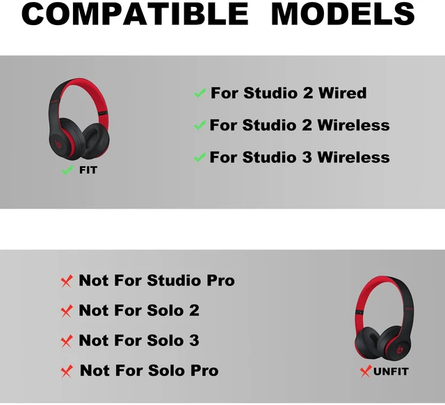 Alt view image 2 of 5 - Studio 3 Headband Replacement - Durable & Comfortable Cushion, Compatible with Studio 3 Wireless(A1914) & Studio 2 Wired/Wireless (B0500/B0501) Headphones (Studio 3-Defiant BlackRed)
