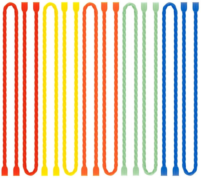 Main image of 10 PCS 18-Inch Silicone Cable Ties - Reusable Twist Ties Bendable Steel-Core Rubber Cable Ties for Bundling and Holding, All Purpose Cord Tie for Indoor and Outdoor (5 Colors)