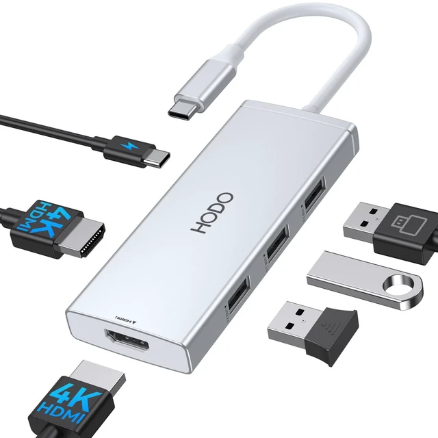 Main image of USB C to Dual HDMI Adapter Docking Station Dual 4K Monitor for Laptop USB C Hub with 2 HDMI, 3*USB A Port, PD 100W, Monitor Dock Compatible for HP Elitebook,Dell XPS 13 15 etc (Silver)