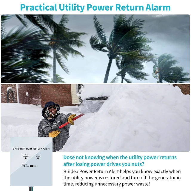 Alt view image 2 of 7 - Power Return Alarm, Utility Power Back on Alert for Generator, Loud Siren with LED Indicator