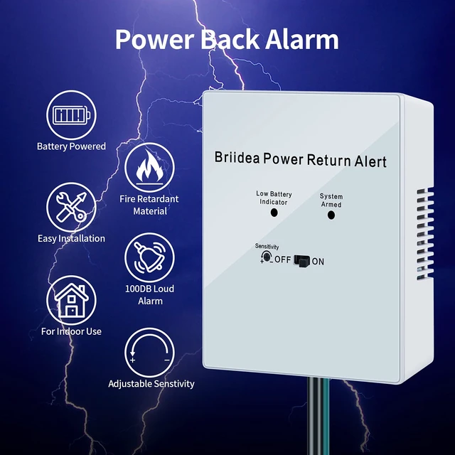 Alt view image 3 of 7 - Power Return Alarm, Utility Power Back on Alert for Generator, Loud Siren with LED Indicator