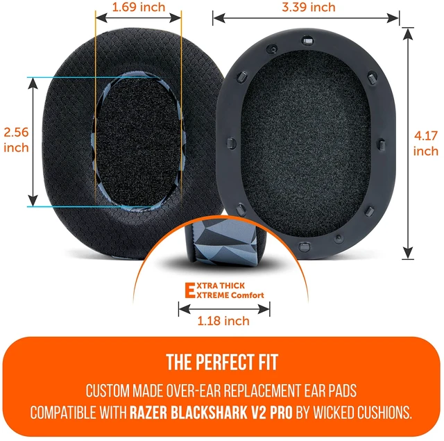 Alt view image 5 of 7 - Freeze Blackshark V2 Pro - Gel Earpads for Blackshark V2 (2020-2022) Made by Wicked Cushions (Does Not Fit 2023 Model). Boost Comfort, Thickness & Sound Isolation Geo Grey