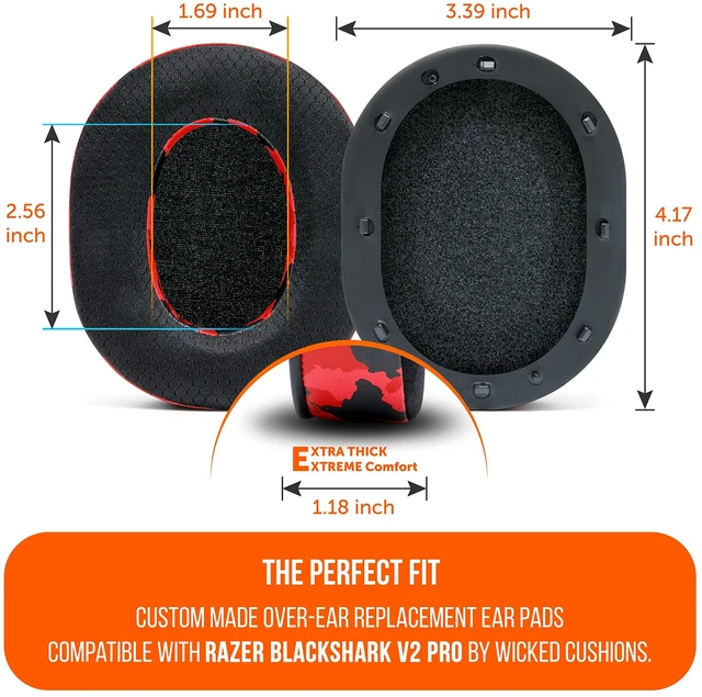 Alt view image 5 of 7 - Freeze Blackshark V2 Pro - Gel Earpads for Blackshark V2 (2020-2022) Made by Wicked Cushions (Does Not Fit 2023 Model). Boost Comfort, Thickness & Sound Isolation Red Camo