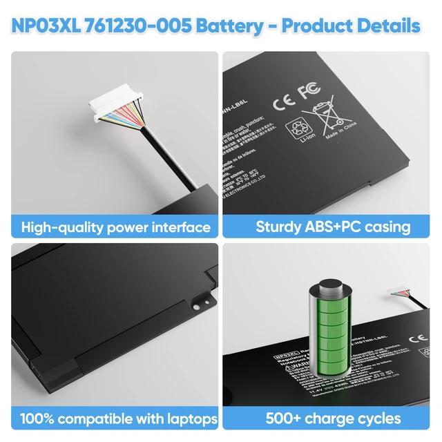 Alt view image 4 of 7 - 43Wh NP03XL NPO3XL 11.4V Battery for HP Envy X360 15 15-U011DX 15-U010DX 15-U111DX 15-U483CL 15-U493CL 15-U110DX 15-U110DX, Pavilion X360 13-A010DX 13-A013CL 13-A110DX 13-A012DX, 760944-421 HSTNN-LB6L