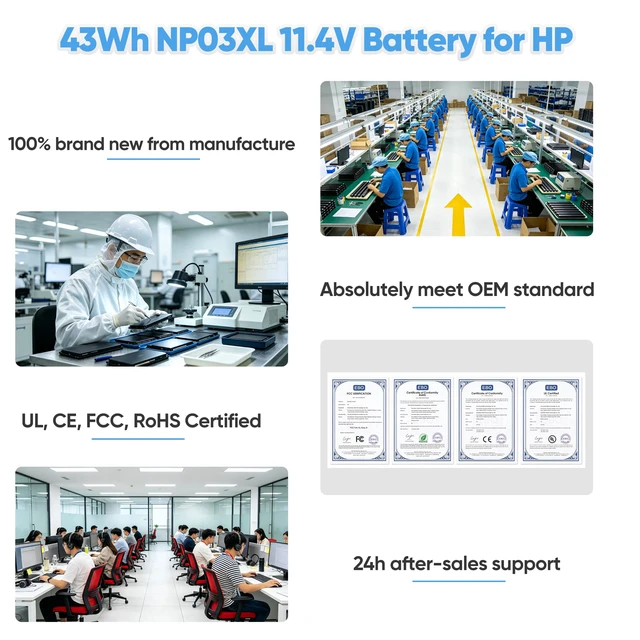 Alt view image 7 of 7 - 43Wh NP03XL NPO3XL 11.4V Battery for HP Envy X360 15 15-U011DX 15-U010DX 15-U111DX 15-U483CL 15-U493CL 15-U110DX 15-U110DX, Pavilion X360 13-A010DX 13-A013CL 13-A110DX 13-A012DX, 760944-421 HSTNN-LB6L