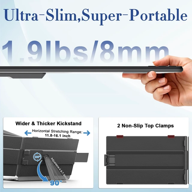Alt view image 3 of 7 - Laptop Screen Extender IPS Portable Monitor 14" Lightweight 1.9lbs, 1080P IPS, USB-C/HDMI Port, Plug & Play, Windows/Mac/Android/Switch/PS5, Work Study & Game Use