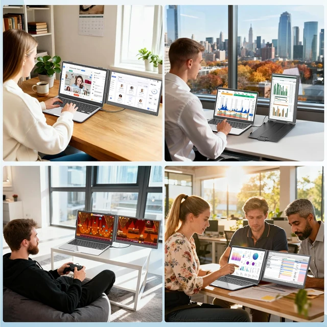 Alt view image 6 of 7 - Laptop Screen Extender IPS Portable Monitor 14" Lightweight 1.9lbs, 1080P IPS, USB-C/HDMI Port, Plug & Play, Windows/Mac/Android/Switch/PS5, Work Study & Game Use