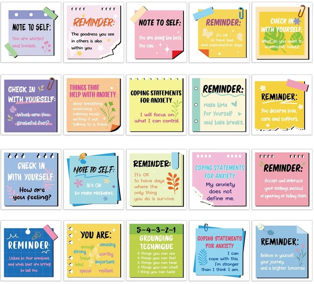 Main image of 300 Pcs Motivational Mental Health Affirmation Stickers, Bright Colors Mental Health Awareness Items, Positive Laptop Bottle Decor, Feelings Sticker, Mindfulness Training Gift for Adults Employees