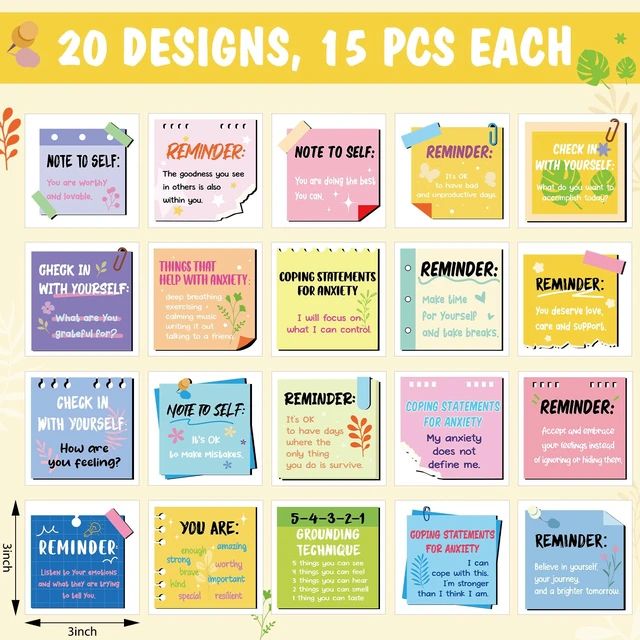 Alt view image 2 of 6 - 300 Pcs Motivational Mental Health Affirmation Stickers, Bright Colors Mental Health Awareness Items, Positive Laptop Bottle Decor, Feelings Sticker, Mindfulness Training Gift for Adults Employees