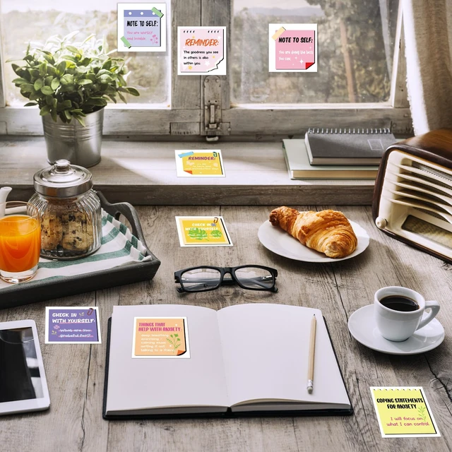 Alt view image 4 of 6 - 300 Pcs Motivational Mental Health Affirmation Stickers, Bright Colors Mental Health Awareness Items, Positive Laptop Bottle Decor, Feelings Sticker, Mindfulness Training Gift for Adults Employees