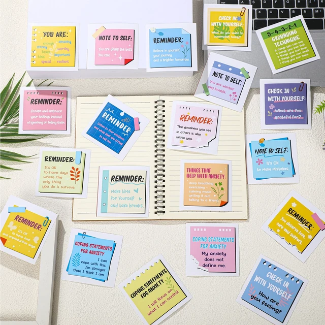 Alt view image 3 of 6 - 300 Pcs Motivational Mental Health Affirmation Stickers, Bright Colors Mental Health Awareness Items, Positive Laptop Bottle Decor, Feelings Sticker, Mindfulness Training Gift for Adults Employees