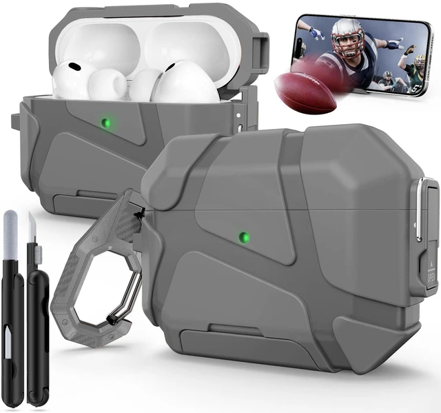 Main image of for AirPods Pro 3rd Case with Secure Lock-Grey With Phone Stand Design Compatible with Airpods Pro 3 Generation Cover with Cleaner Kit