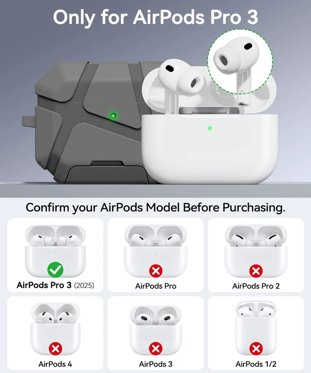 Alt view image 2 of 7 - for AirPods Pro 3rd Case with Secure Lock-Grey With Phone Stand Design Compatible with Airpods Pro 3 Generation Cover with Cleaner Kit