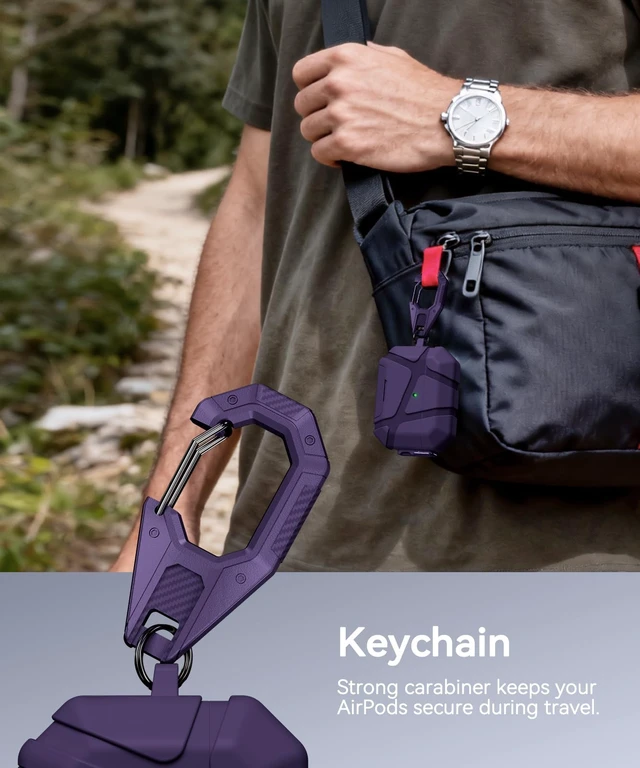 Alt view image 7 of 7 - for AirPods Pro 3rd Case with Secure Lock-Purple With Phone Stand Design Compatible with Airpods Pro 3 Generation Cover with Cleaner Kit