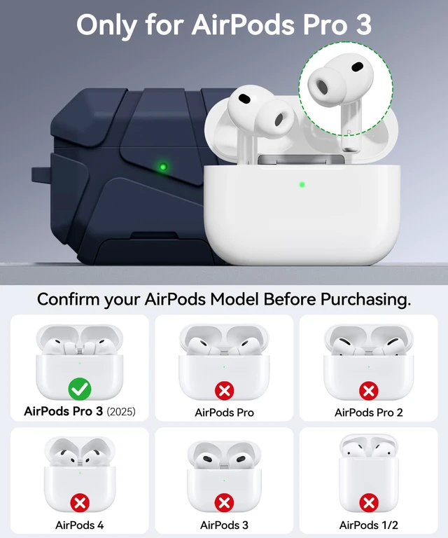 Alt view image 2 of 7 - for AirPods Pro 3rd Case with Secure Lock-Blue With Phone Stand Design Compatible with Airpods Pro 3 Generation Cover with Cleaner Kit